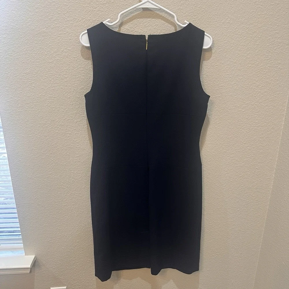 Tory Burch Navy Blue Wool Blend Sheath Dress Sz 8 Sleeveless Office Preppy